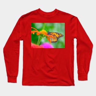 Monarch Butterfly on Flower Photograph Long Sleeve T-Shirt